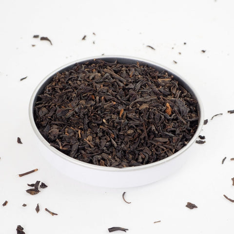 Earl Grey Tea from Teaspoon Tea Co is a quality Loose Leaf Tea.  Shown here the tea leaves are large and dark, but this specialty tea is more about what you can't see, the pungent aroma and citrus taste of bergamot.  